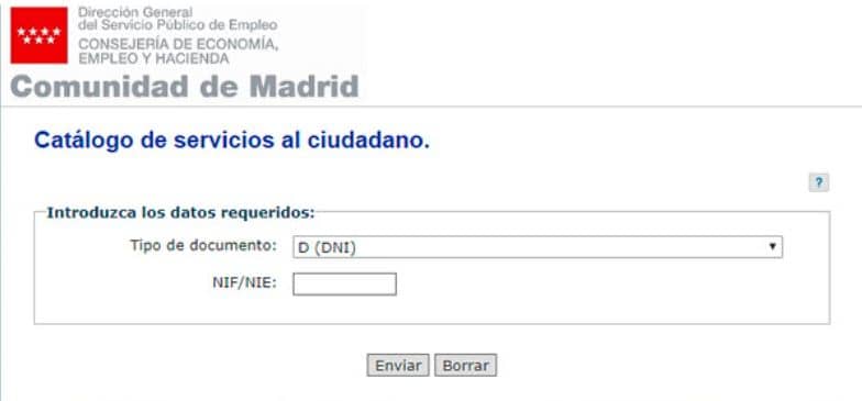   formulario para renovar la demanda de empleo madrid   