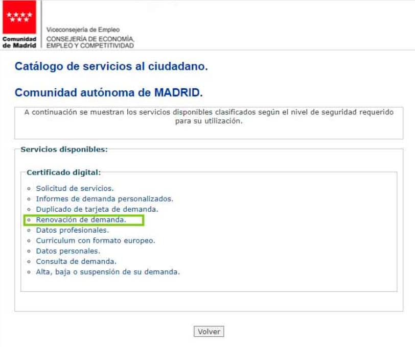   renovacion de la demanda de empleo madrid  